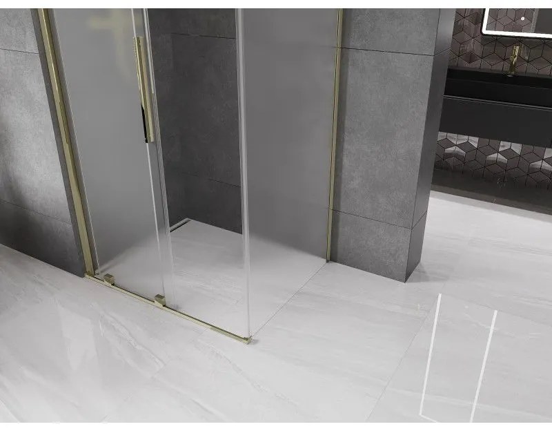 Mexen Velar, zuhanykabin tolóajtóval 130 x 85 cm, 8 mm-es mattüveg, arany fényes, 871-130-085-31-50