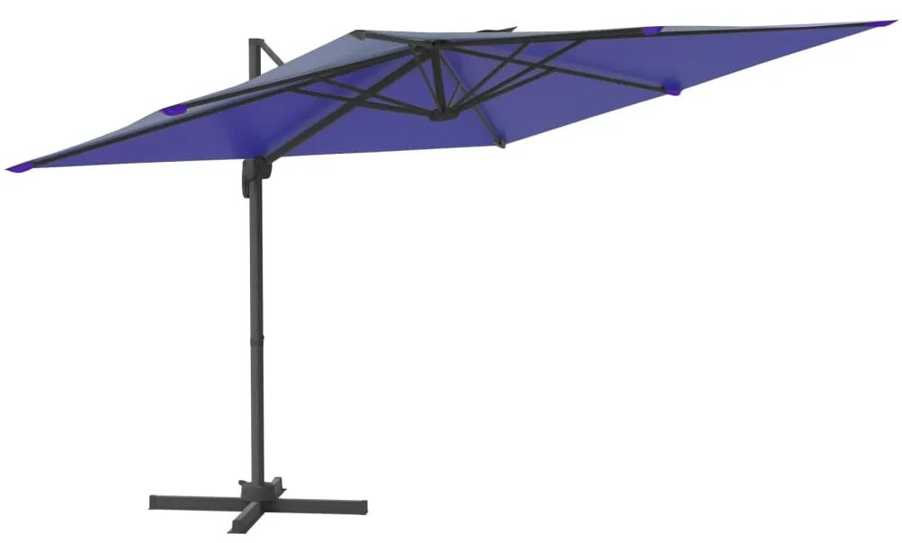 Azúrkék konzolos napernyő LED-del 400 x 300 cm