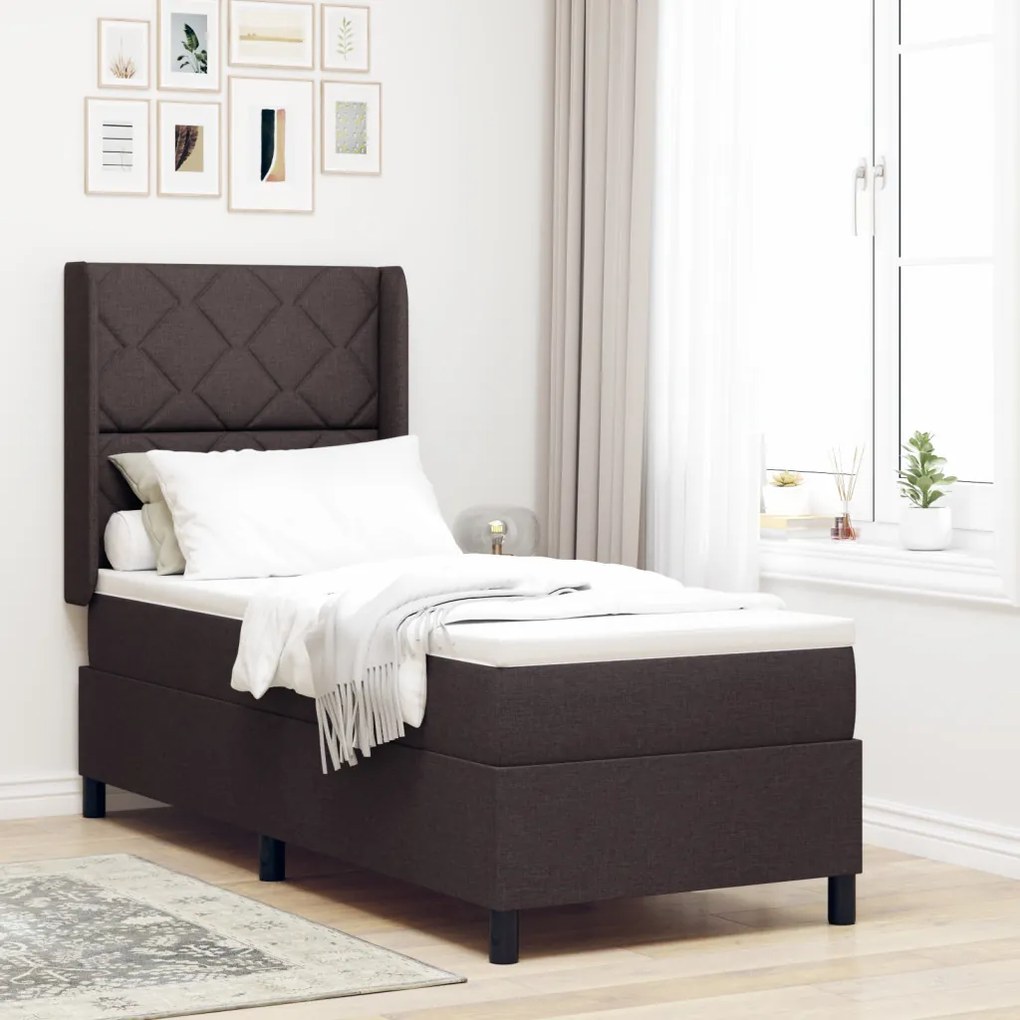 Boxspring Ágy Matrac Ezüst Barna 80x200 cm Szövet