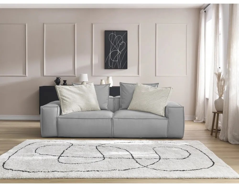 Világosszürke bőrutánzat kanapé 260 cm Boheme – Bobochic Paris