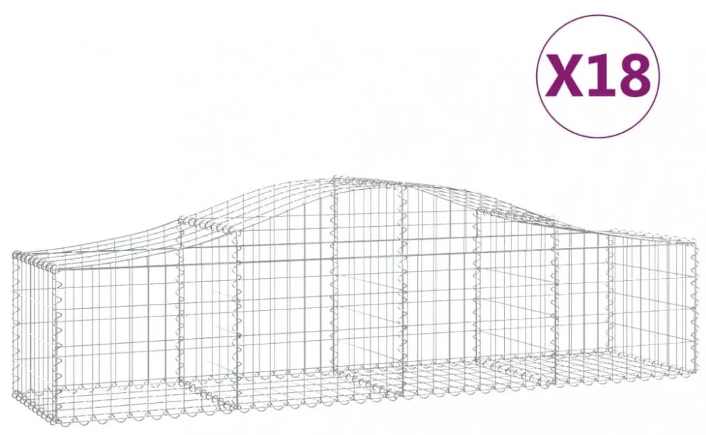 18 db íves horganyzott vas gabion kosár 200x50x40/60 cm