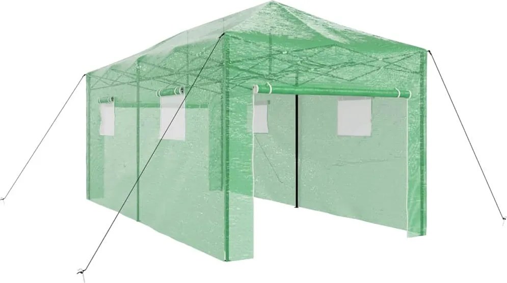 vidaXL Üvegház pop-up kerettel tetővel Zöld 290 x 580 x 315 cm Vas