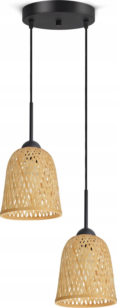 Mennyezeti Lámpa Függő Bambusz Fonott Boho Természetes 582-EZ2 Led Fekete