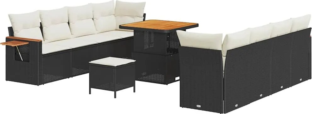 vidaXL Kerti Kanapé Szett párnával 11 pcs Fekete és Krém