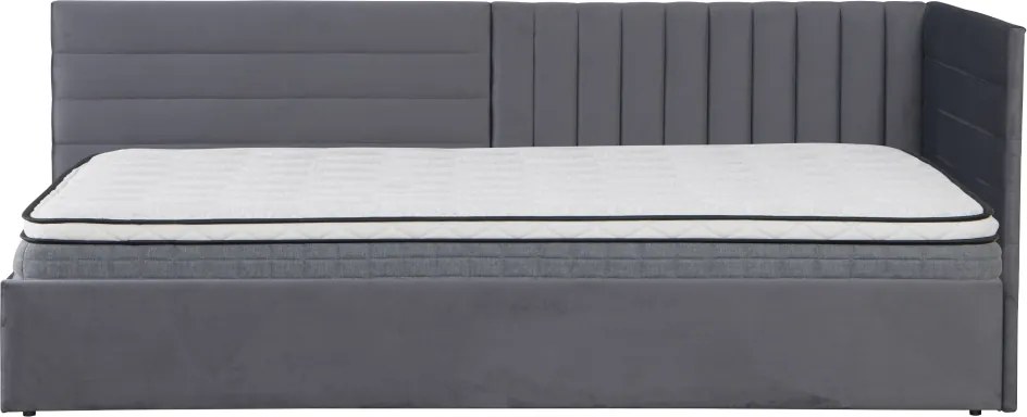 Ágy ágyráccsal, 90x200, szürke Velvet szövet, MEVIA