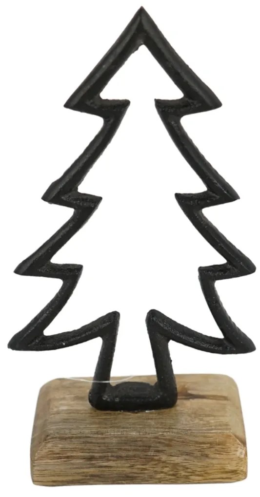 Karácsonyi dekoráció CHRISTMAS TREE mangófából 17 cm, fekete