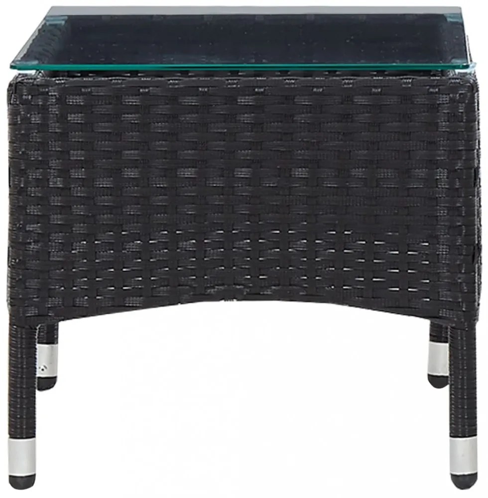 fekete polyrattan dohányzóasztal 60 x 40 x 36 cm