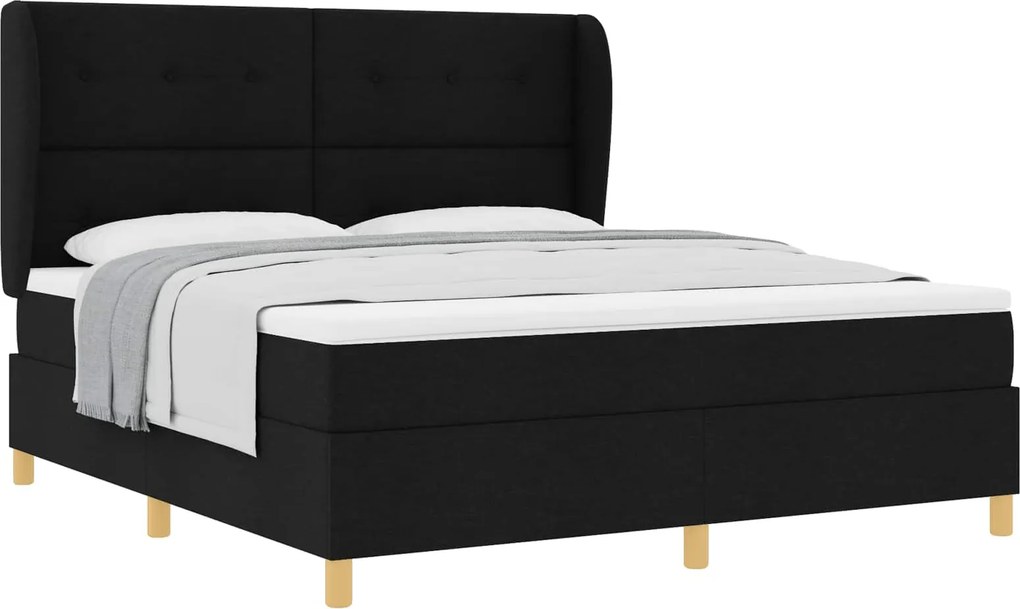vidaXL Boxspring ágy matraccal Sötétszürke 90x190 cm Szövet Fekete