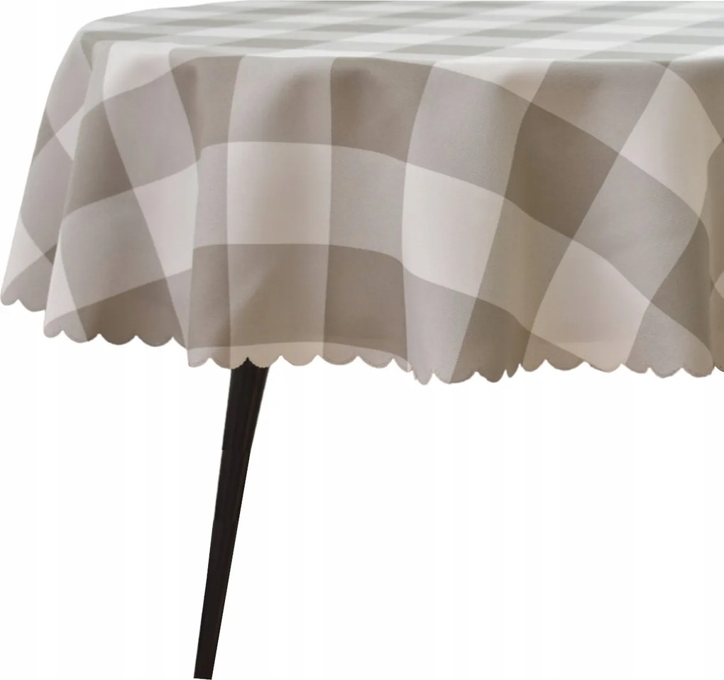 Abrosz Foltálló Ovális 150X250 CM Kockás Szürke-fehér Ovális Asztalra