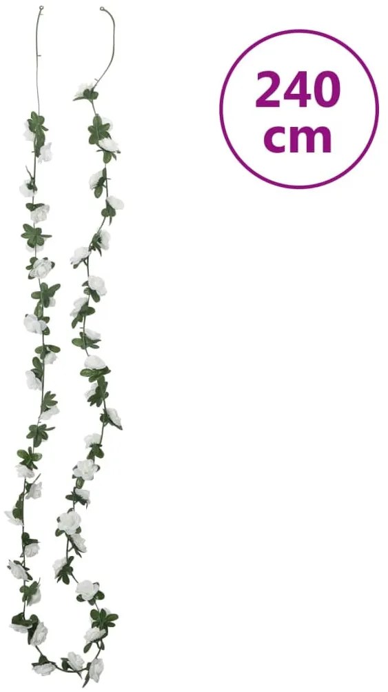 6 db fehér karácsonyi virágfüzér 240 cm