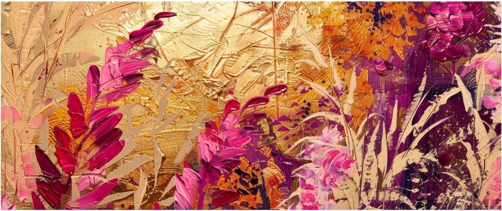 Kép - Absztrakt festmény virágok II. (120x50 cm)