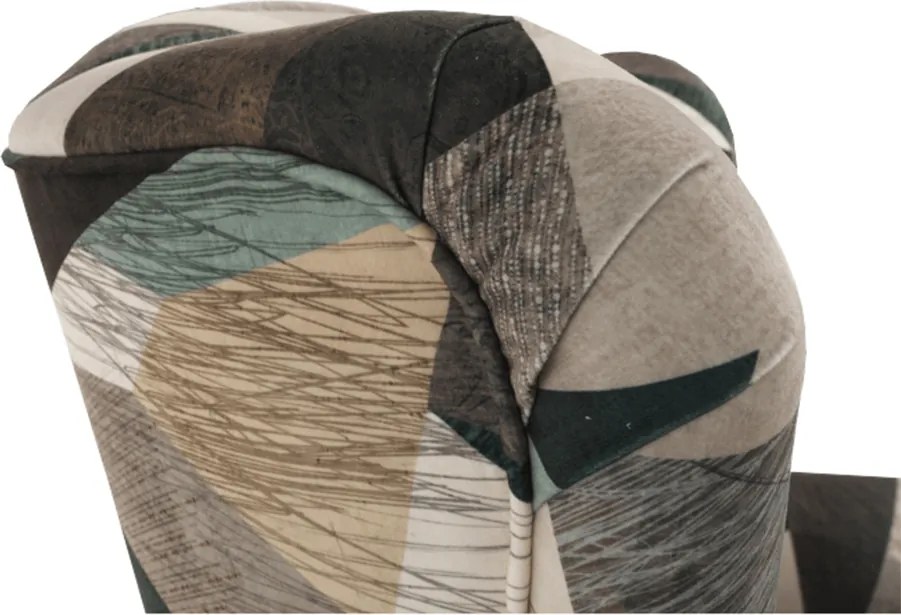 Füles fotel, szövet barna-zöld minta, CHARLOT