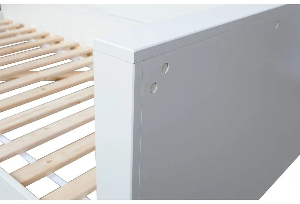 Connect fehér borovi fenyő egyszemélyes ágy, 90 x 200 cm - WOOOD