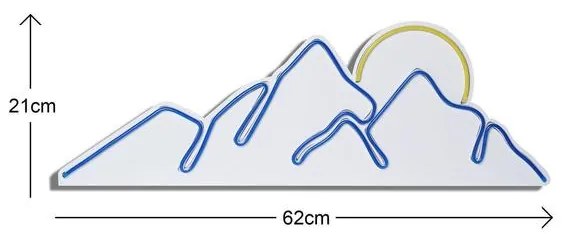 Műanyag LED-es fali dekoráció, Mountain - Blue - Sárga