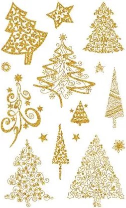 Matrica, papír, 1 ív, 76x120 mm, AVERY ZWECKFORM, Z-Design No.52273, arany fenyőfák (AY52273)