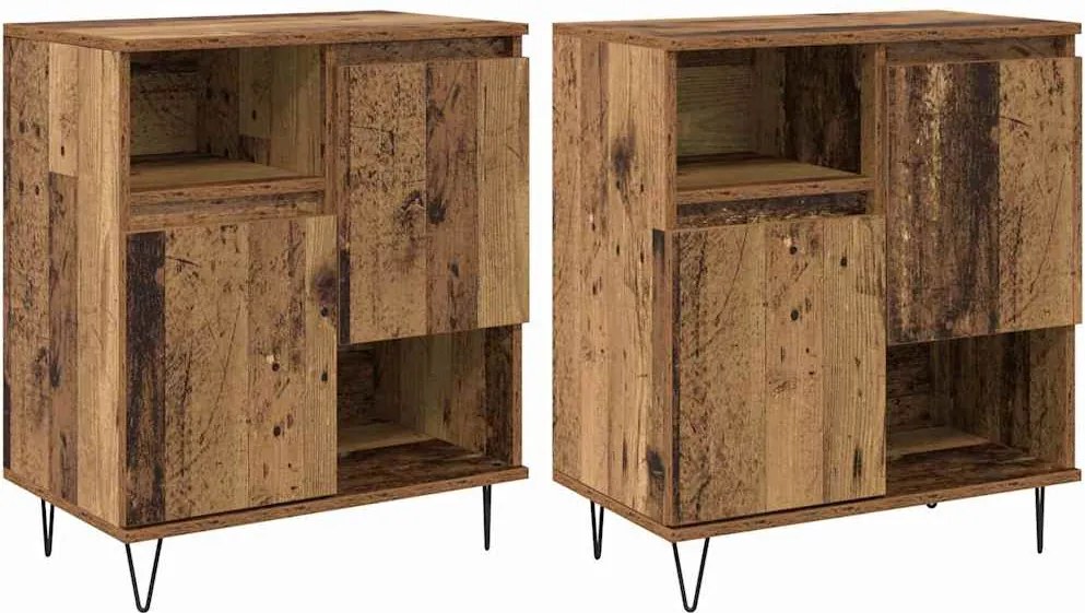 vidaXL Széf 2 pcs Öreg fa 60 x 35 x 70 cm