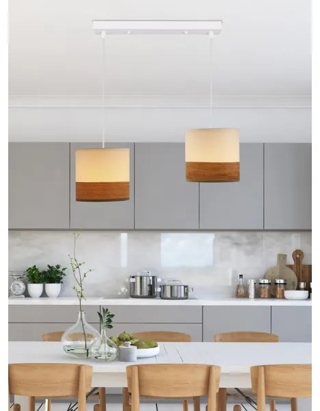 Csillár zsinóron BIANCO 2xE27/40W/230V fehér/barna