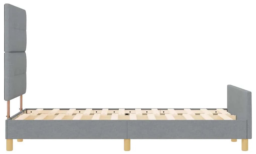 Ágykeret fejtámlával Világosszürke 120 x 190 cm szövet