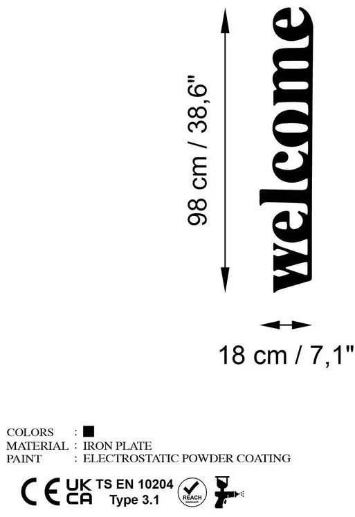Fém fali dekoráció, Welcome-5