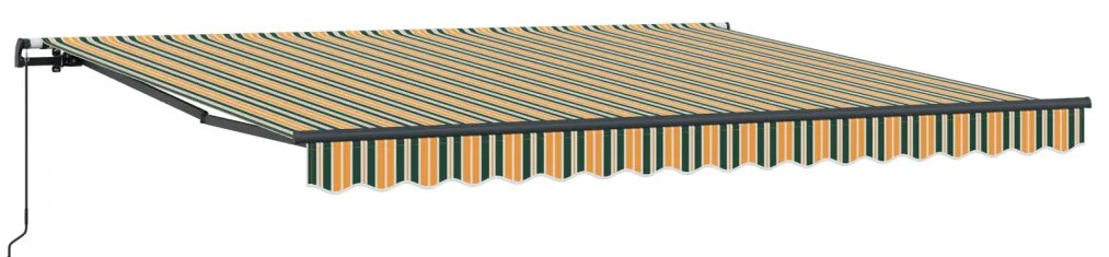 Manuális Behúzható Napernyő Zöld és Sárga 400x300 cm