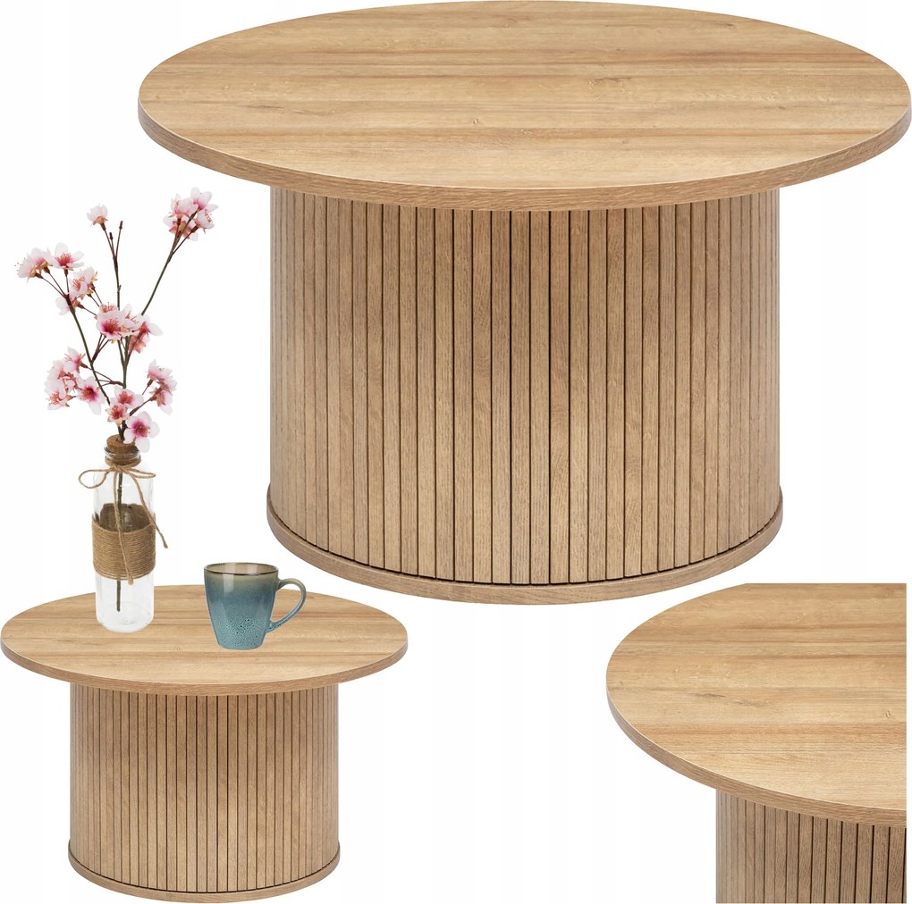 Dohányzóasztal Irodai nappali kiegészítő Orsó Barna Kerek pad 70 cm