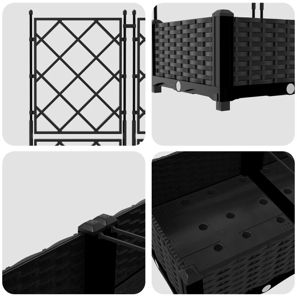 Trellis-es Ültető 2 db Fekete 80x40x125.5 cm