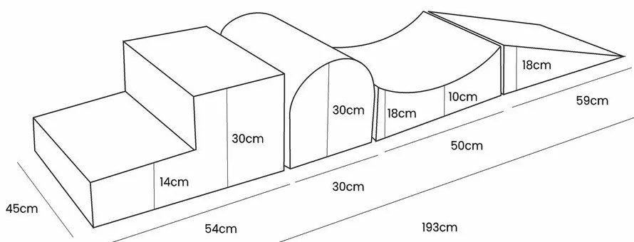 Krémszínű bársony habszivacs játszótér 4 db-os magasság 30 cm 45x193 cm Montessori – Meowbaby