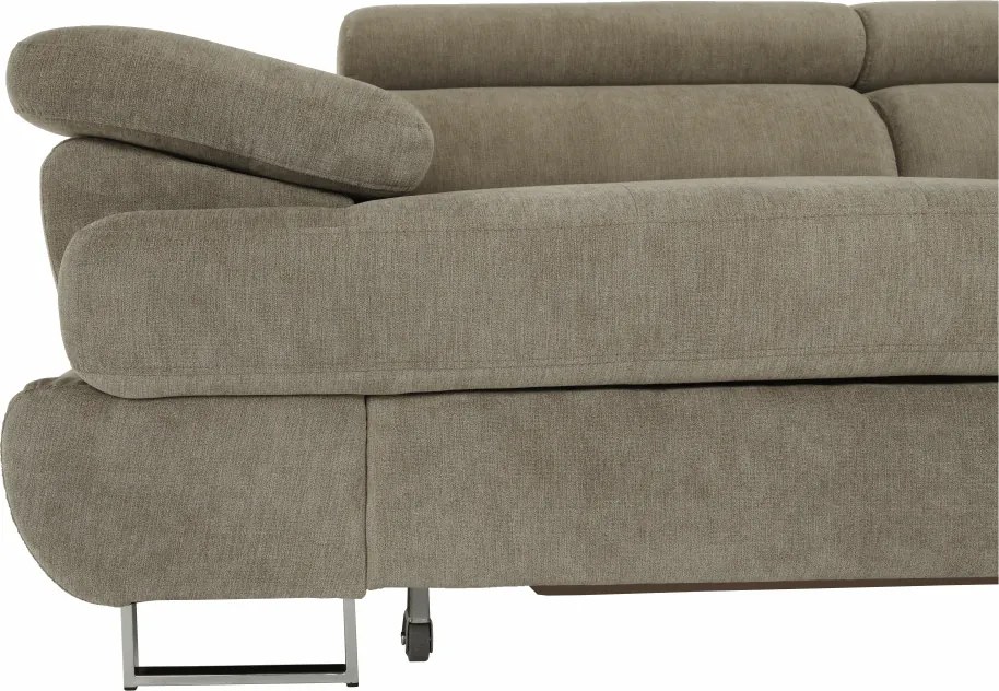 Ülőgarnitúra tárolóhellyel, világosbarna melír, szövet, jobbos, BUTON R