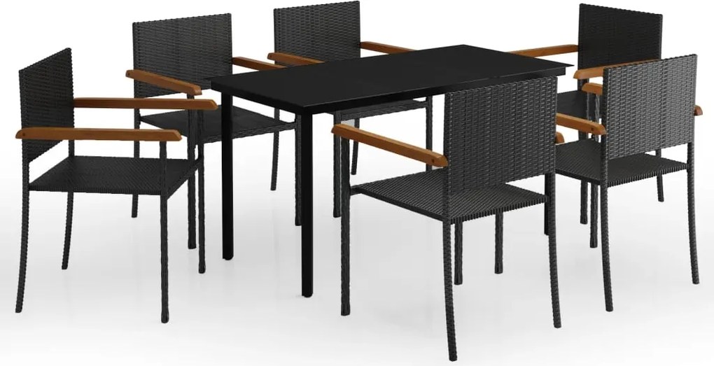 vidaXL 7 részes fekete kerti étkezőgarnitúra