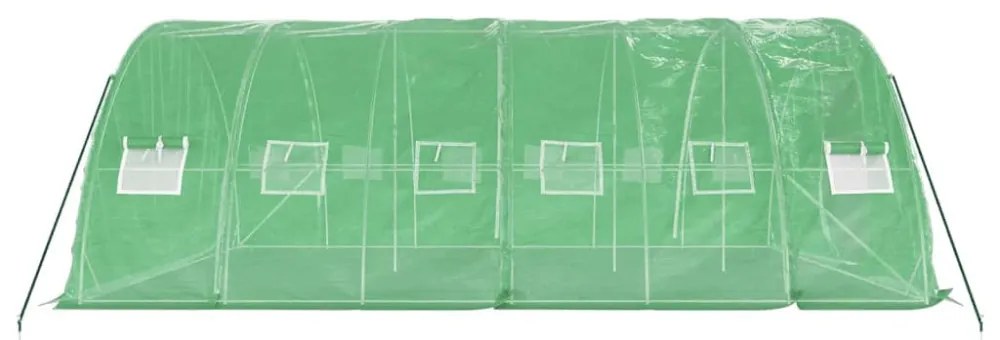 zöld acélvázas melegház 30 m² 6 x 5 x 2,3 m