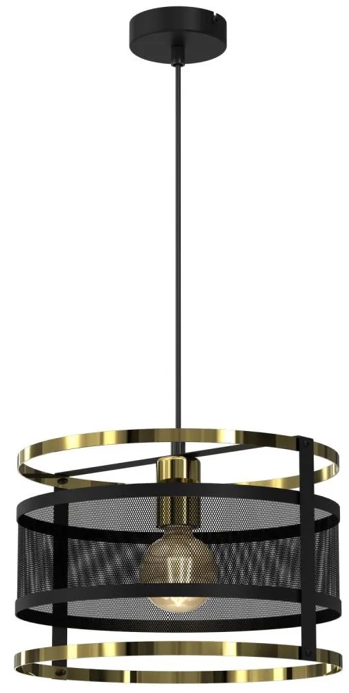 Csillár zsinóron RIM 1xE27/60W/230V fekete/arany