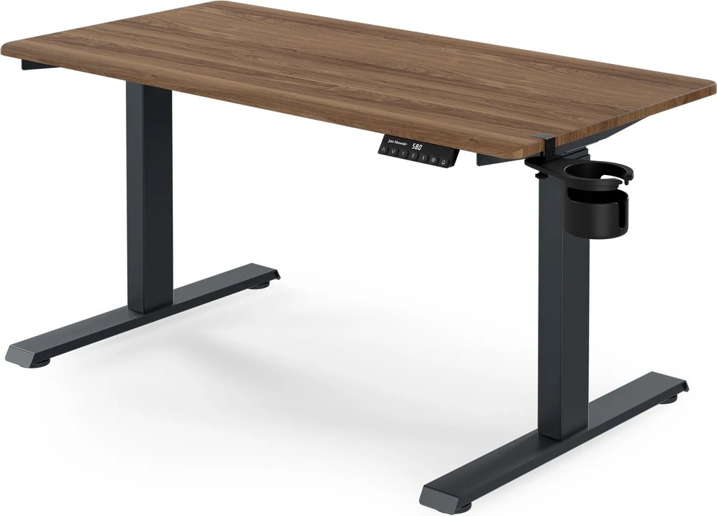 Elektromos íróasztal magasságállítással ergonomikus antracit/dió,1200x600 mm: ARIA