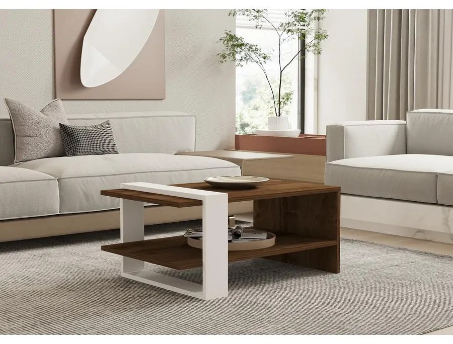 Dohányzóasztal Gaye - Walnut, White