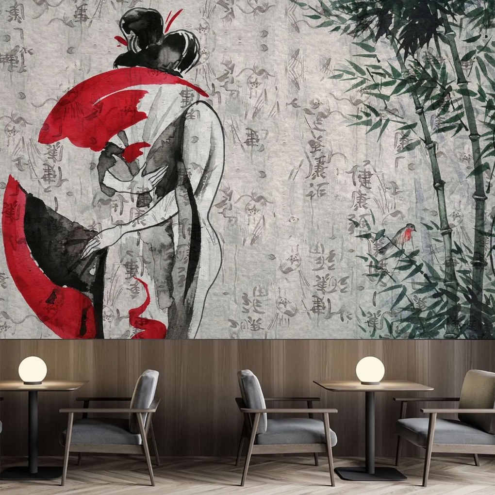 Gario Fotótapéta Japán gésa legyezovel, absztrakt Anyag: Vlies, Méret: 150 x 105 cm