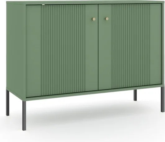 Komód 2 ajtós smoke green színben fekete elemekkel arany fogantyúkkal – ISEO IS02