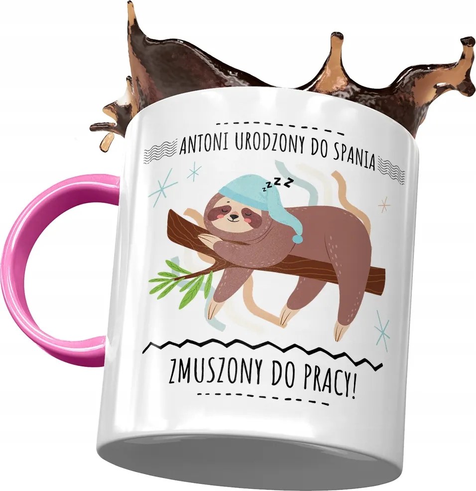 Rózsaszín bögre Antal kollégának Ajándék fényképes nyomtatással