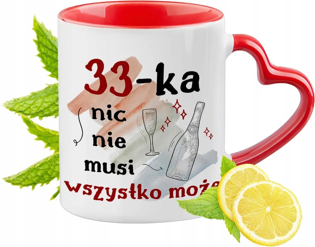 Születésnap 33 33. 33. Piros Bögre Szív Alakú Füllel Ajándék