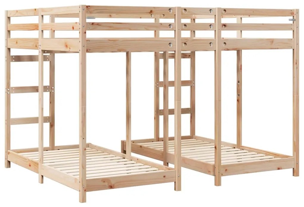 vidaXL Háromszintes emeletes ágykeret Barna 160 x 200 cm Tömör fenyőfa