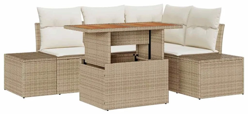 Kerti Kanapé Szett 5 pcs Beige és krém 100 x 55 x 73 cm