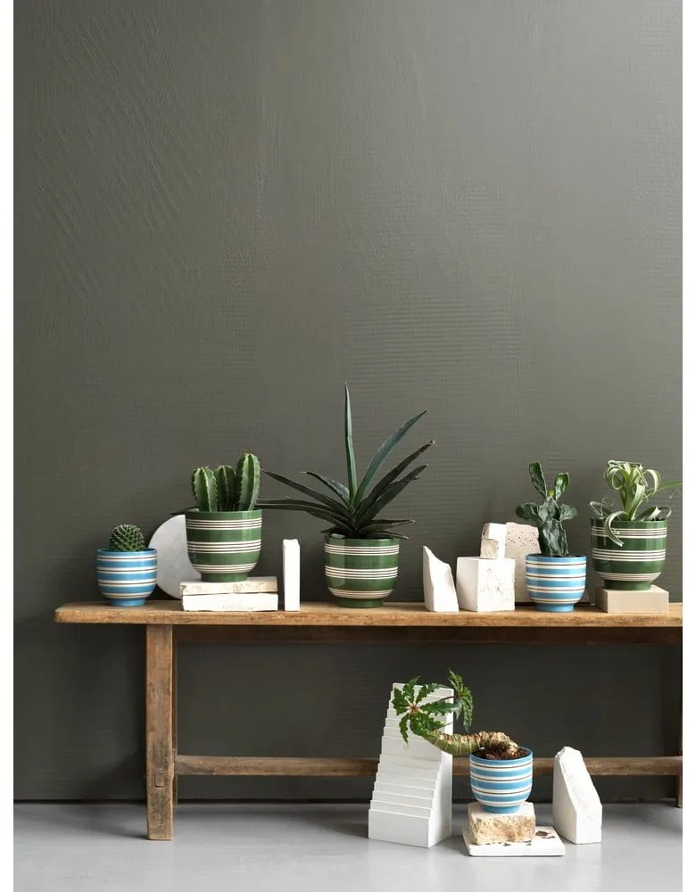 Nuovo sötétzöld-fehér kerámia virágcserép, ø 15 cm - Kähler Design