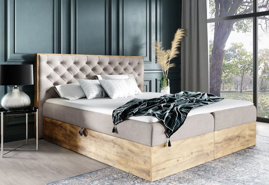 HAZEL franciaágy + fedő, 120x200, tölgy lancelot/faro 4