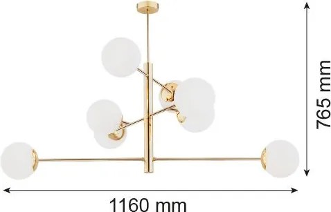 ARGON 5043 CAMERON Glamour Mennyezeti Lámpa Sárgaréz, Opál Szőnyeg E27 IP20