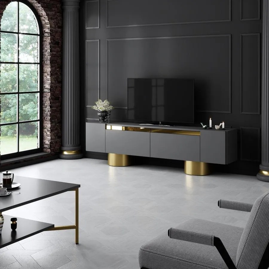 TV szekrény Bohem - Anthracite, Gold