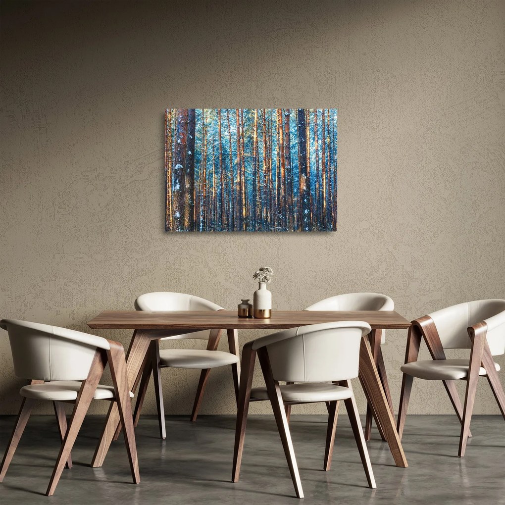 Kép - téli erdő (üvegen) (70x50 cm)