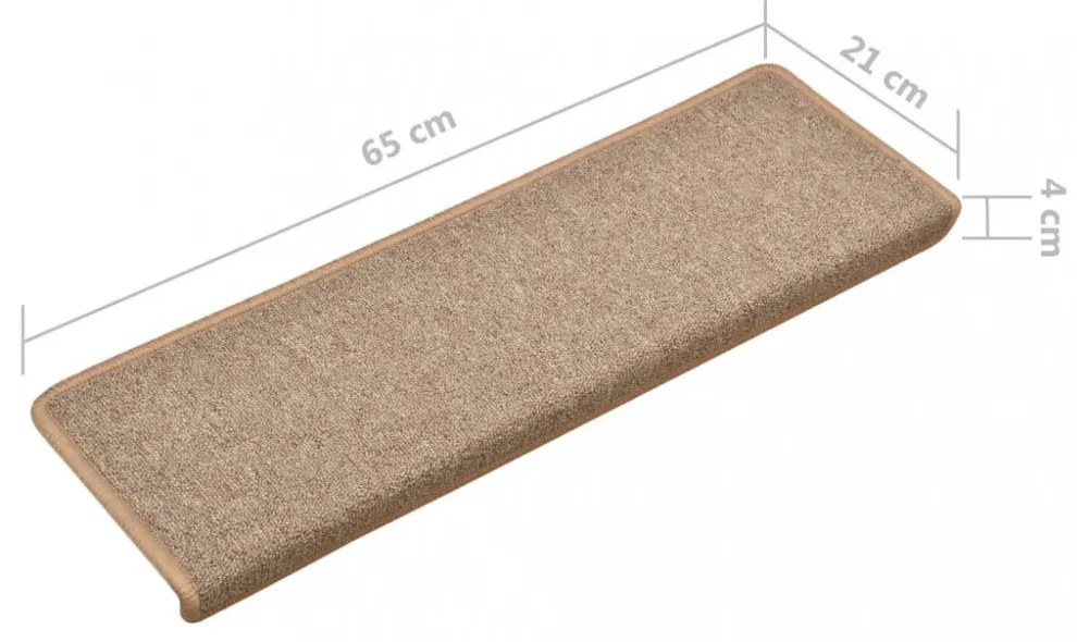 15 db világosszürke lépcsőszőnyeg 65x21x4 cm