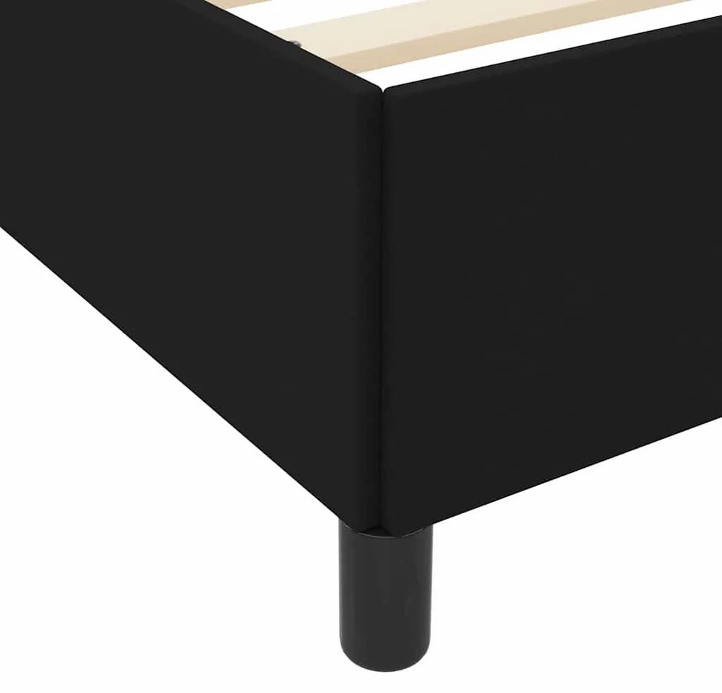 Boxrugós ágy Fekete és fekete 200 x 200 cm Textil és mérnöki fa
