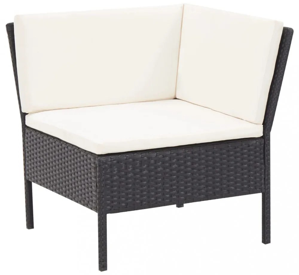 vidaXL 3 részes fekete polyrattan kerti ülőgarnitúra párnákkal