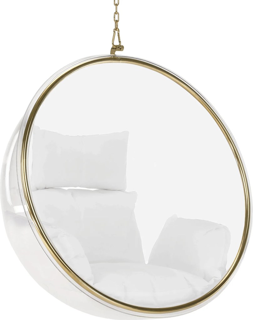 Függő fotel, átlátszó/arany/fehér, BUBBLE NEW TYP 1