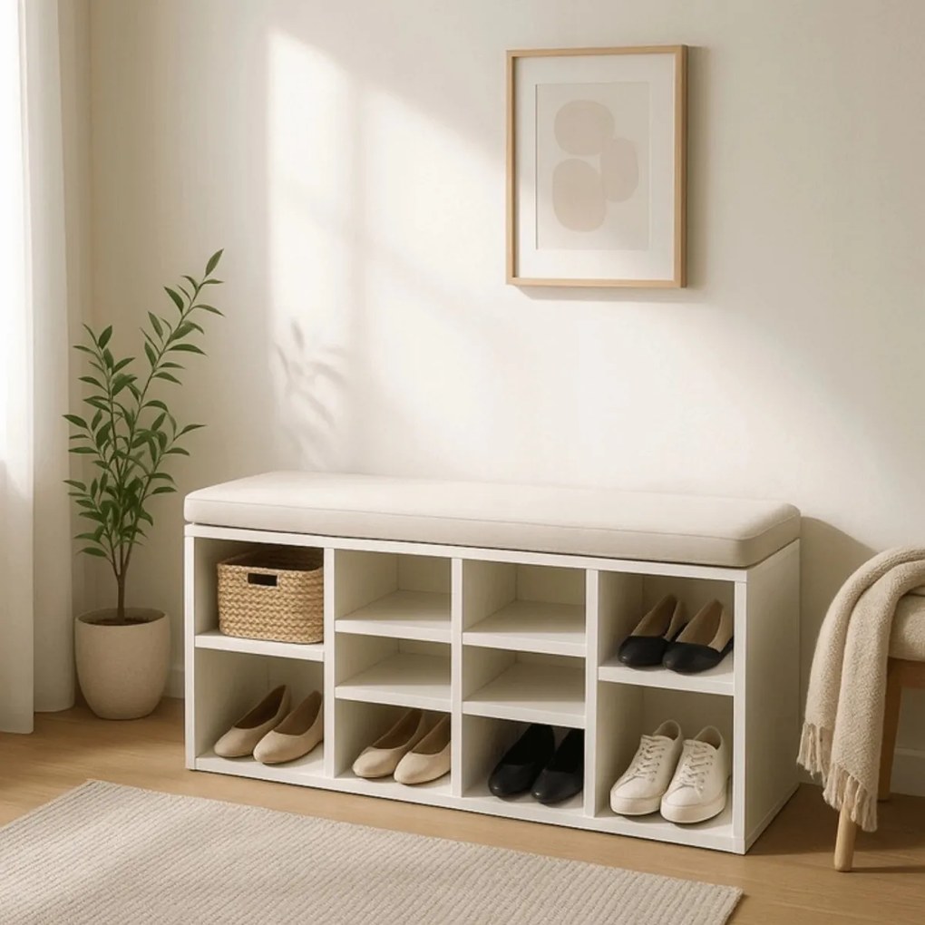 Cipőtartó 104 cm méretben, fehér színben AXEL