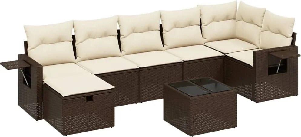 vidaXL 8 részes barna polyrattan kerti ülőgarnitúra párnákkal